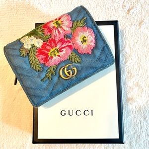 Gucci GG Marmont Denim Compact Wallet